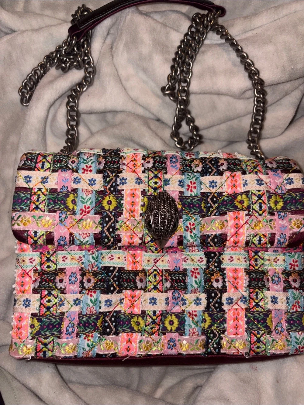 Kurt Geiger Multicolor Woven Floral Shoulder Bag